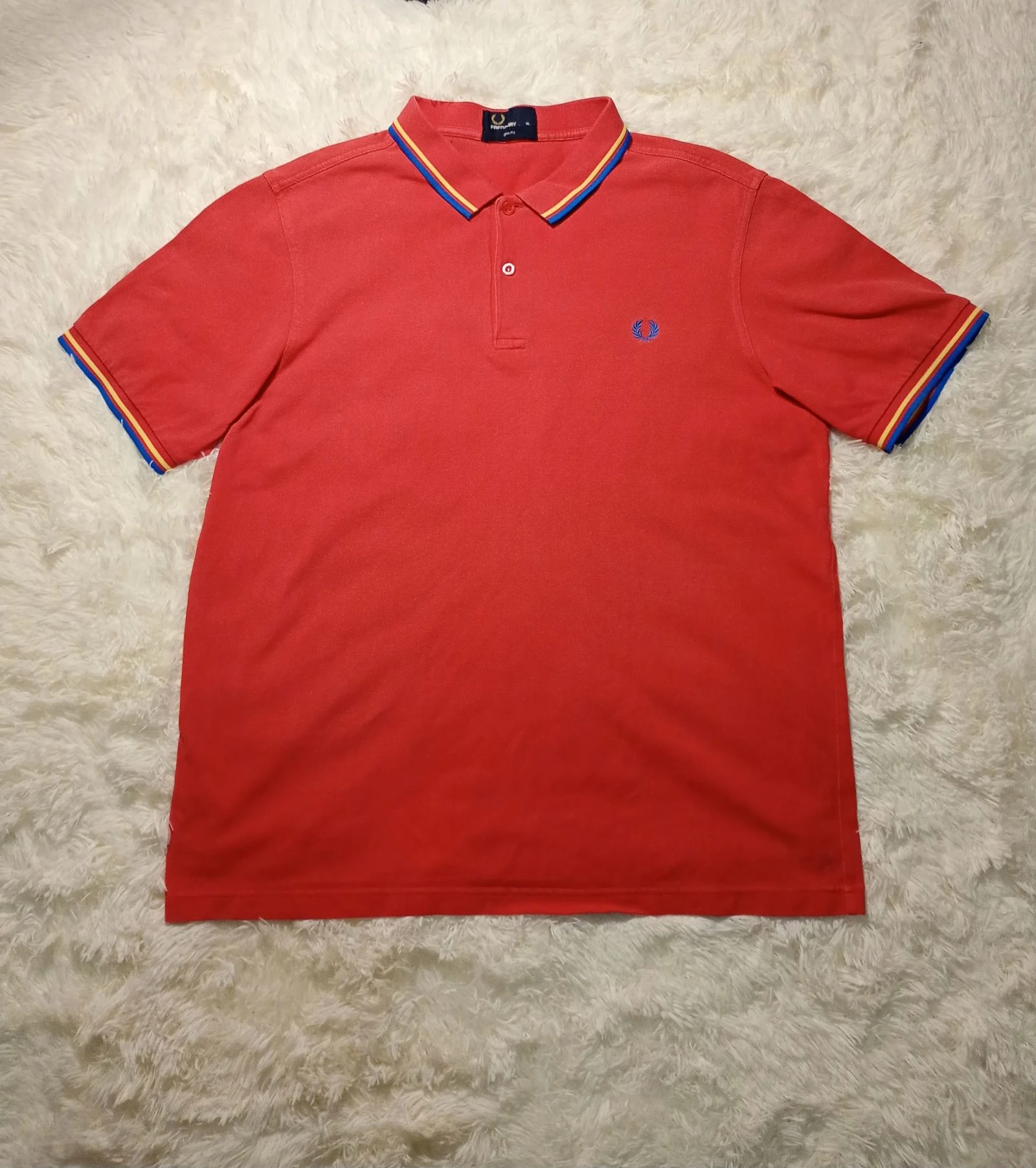 Fred Perry Red Twin Tipped Polo Shirt Size XL